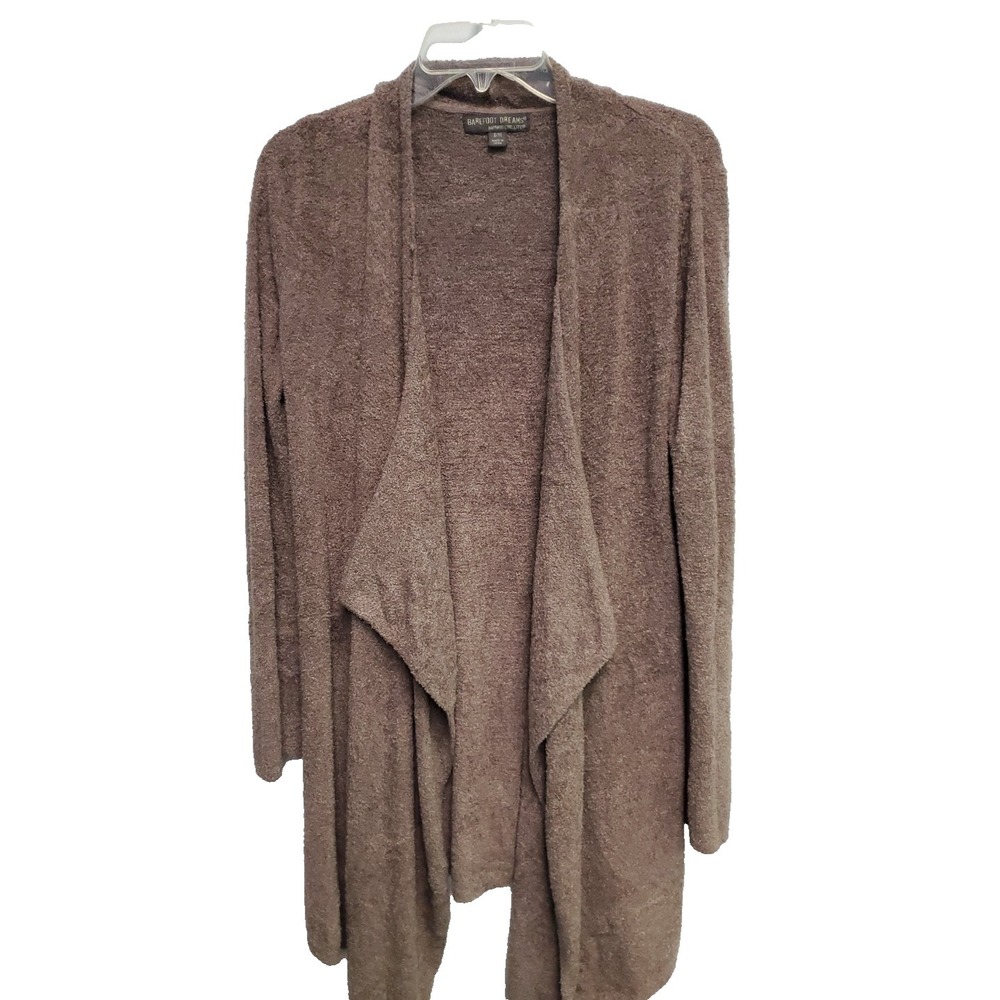 BAREFOOT DREAMS S/M Calypso Bamboo Chic Lite Drape Wrap Cardigan‎ Gray/Brown